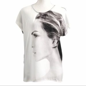 IVY BEAU BLACK WHITE PANELLED GRAPHIC SHORT TEE T-SHIRT TOP